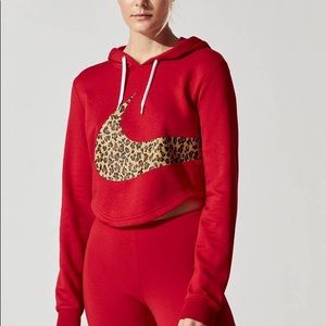 Nike red crop hoody with cheetah swoosh